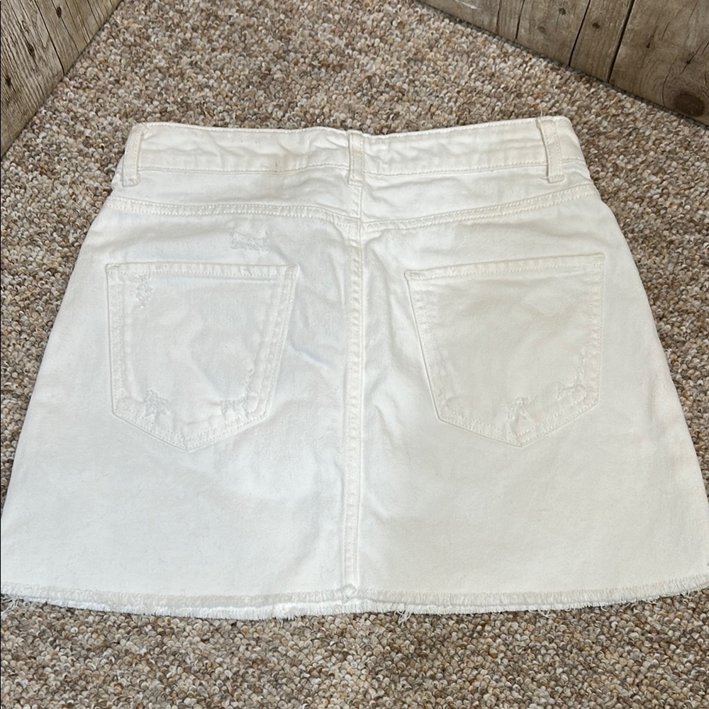 White Zara Denim Mini Skirt Small - Picture 4 of 13